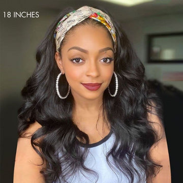 Crazy Wednesday | Natural Black Body Wave No Lace Glueless Long Headband Wig 100% Human Hair