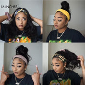Crazy Wednesday | Natural Black Body Wave No Lace Glueless Long Headband Wig 100% Human Hair