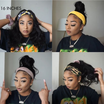 Crazy Wednesday | Natural Black Body Wave No Lace Glueless Long Headband Wig 100% Human Hair