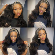 Crazy Wednesday | Natural Black Body Wave No Lace Glueless Long Headband Wig 100% Human Hair