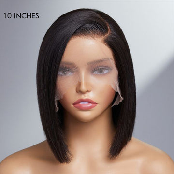 Exclusive Deal | Super Natural C Part Natural Black / Blonde Highlight Glueless Lace Bob Wig 100% Human Hair | Fits All Face Shapes