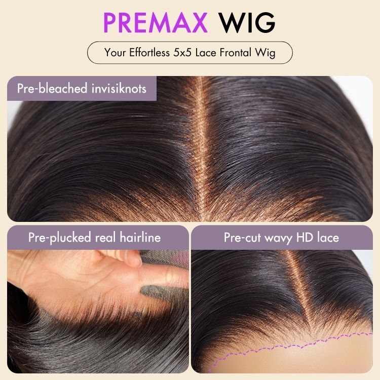 PreMax Wigs | Super Natural Hairline Loose Body Wave Glueless 5x5 Closure HD Lace Wig | Large & Small Cap Size
