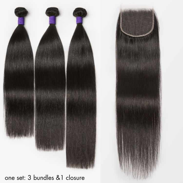 Upgraded Brazilian Hair | Luvme Virgin Straight / Body Wave Hair 3 Bundles with 5x5 HD Lace Closure