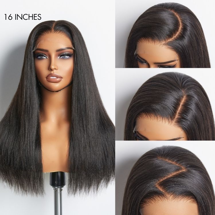 Luvme Hair Yaki Straight 5x5 Closure HD Lace Glueless Long Wig 100% Human Hair | Large & Small Cap Size