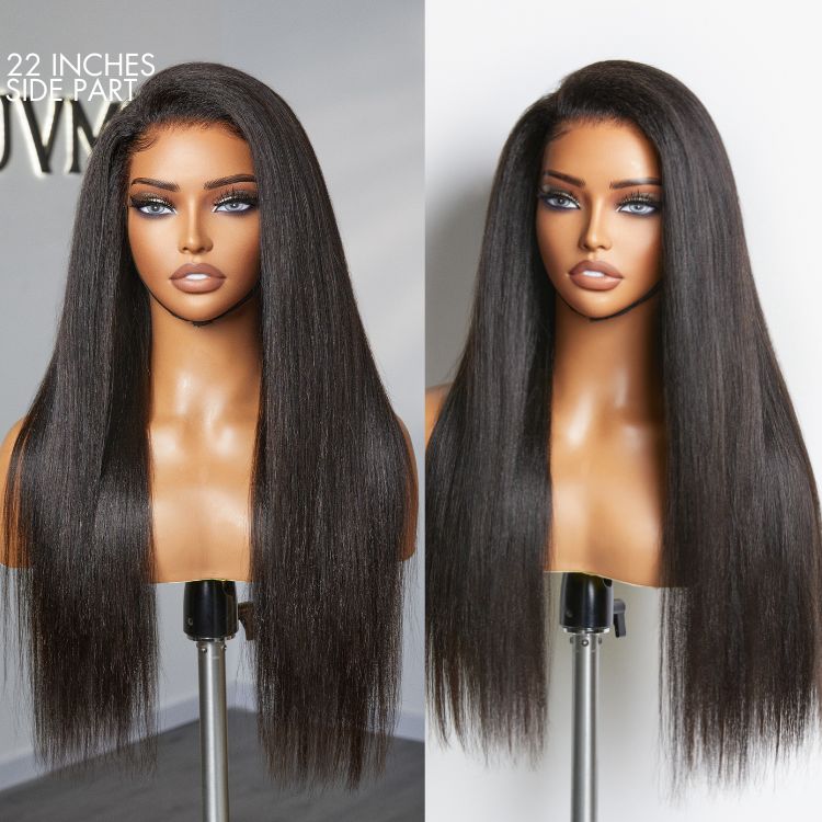 Luvme Hair Yaki Straight 5x5 Closure HD Lace Glueless Long Wig 100% Human Hair | Large & Small Cap Size