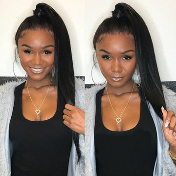 Straight Virgin Human Hair Sleek Ponytail Extension Easy to Wear