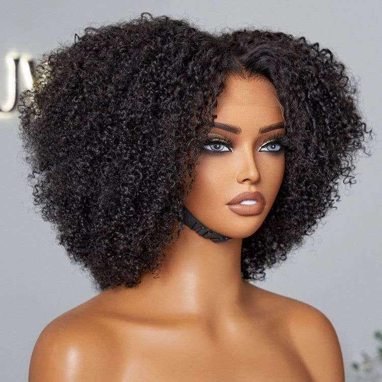 Go Natural Ease | Breathable Cap Natural Bouncy Fluffy Jerry Curl Glueless 5x5 Closure Lace Wig Ready to Go
