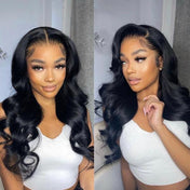 Exclusive Discount | Natural Black Body Wave 13x4 Frontal HD Lace Glueless Side Part Long Wig 100% Human Hair | Large & Small Cap Size