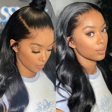Exclusive Discount | Natural Black Body Wave 13x4 Frontal HD Lace Glueless Side Part Long Wig 100% Human Hair | Large & Small Cap Size