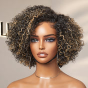 Trendy Short Cut Curly Minimalist HD Lace Glueless Side Part Wig 100% Human Hair-23