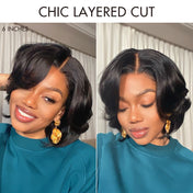 Subscribers Only | 1 SEC INSTALL WIG | Elegant Boss Vibe Short Pixie Cut Natural Black / Ombre Brown Glueless Minimalist HD Lace Wig Ready to Go