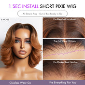 Exclusive Sale | 1 SEC INSTALL WIG | Elegant Boss Vibe Short Pixie Cut Natural Black / Ombre Brown Glueless Minimalist HD Lace Wig Pre Cut Lace-05