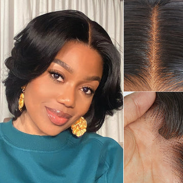 Subscribers Only | 1 SEC INSTALL WIG | Elegant Boss Vibe Short Pixie Cut Natural Black / Ombre Brown Glueless Minimalist HD Lace Wig Ready to Go