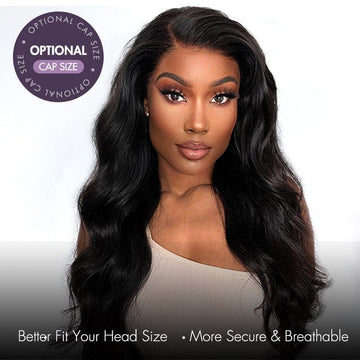 Exclusive Discount | Natural Black Body Wave 13x4 Frontal HD Lace Glueless Side Part Long Wig 100% Human Hair | Large & Small Cap Size