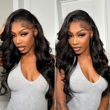 black women wearing 13x6 lace front wig, loose wave, natural black