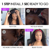 Wet And Wavy | Throw On & Go Water Wave Glueless Long Headband Wig (Get 2 Free Random Headbands)
