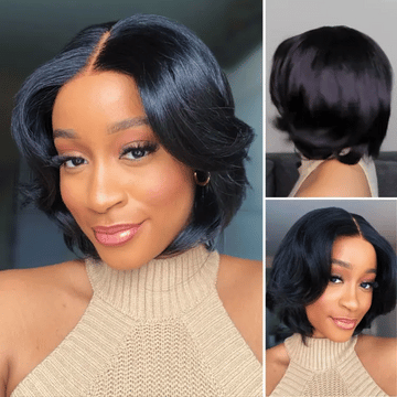 New Customers Only | 1 SEC INSTALL WIG | Elegant Boss Vibe Short Pixie Cut Natural Black / Ombre Brown Glueless Minimalist HD Lace Wig Pre Cut Lace-01
