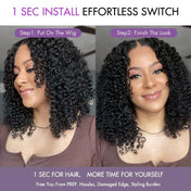 Curtain Bangs Jerry Curly Glueless Y-Shape HD Lace Wig