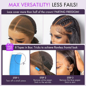 Guide to applying a lace front wig with included tapes for a flawless look and parting versatility.