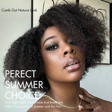 4C Edges | Kinky Edges Jerry Curly 5x5 Closure Lace Glueless Side Part Short Wig 100% Human Hair