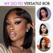 VIP ONLY | PreMax Wigs | Super Natural Hairline Natural Black Silky Blunt Cut Glueless 13x4 Frontal Lace Human Hair Short Bob Wig