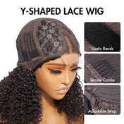 Curtain Bangs Jerry Curly Glueless Y-Shape HD Lace Wig