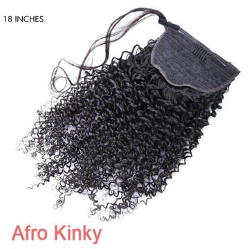 Display of 18 inch afro kinky ponytail wig