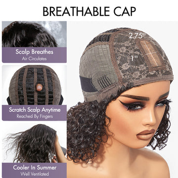 VIP ONLY | Put On and Go Reddish Purple / Brown Highlight / Natural Black Layered Cut Yaki Straight Minimalist Lace Bob Wig with Bangs