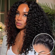 Women wearing fluffy water wave 13x6 lace front wig and show a natural hairline