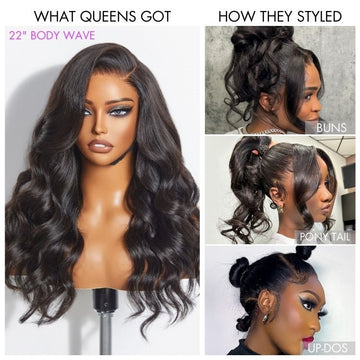 Luvme Hair Full Lace Classy Natural Black Body Wave / Straight Free Parting Half Up Half Down Wig Invisi Drawstring Cap-03