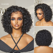 Front view, side view and back view of inches curly lace front wig