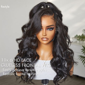 AiryFit™ Scalp Care Wigs - Deep Parting Loose Body Wave Humam Hair Wig 11x6 Frontal HD Lace Glueless Wig