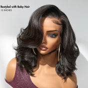 Lace front wig - Black Body Wave Wig, 12 inches, restyle with baby hair