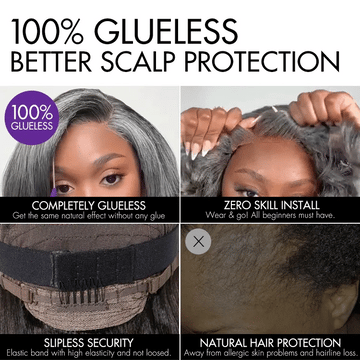 Boss Vibe Salt & Pepper Layered Bob / Body Wave Glueless Pre-Cut Minimalist Lace Grey Wig