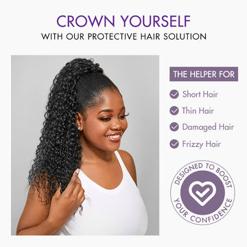 Water Wave Ponytail Wig is a protective solution for short hair, thinning hair, damaged hair.