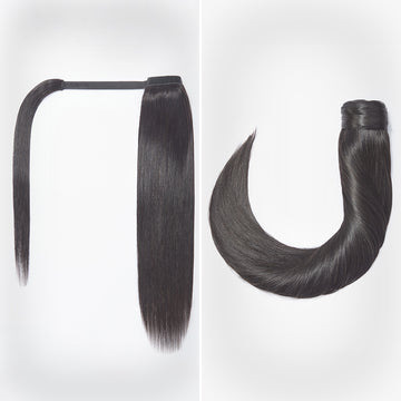 A close-up showing the luster and quality of the Straight Ponytail Wig