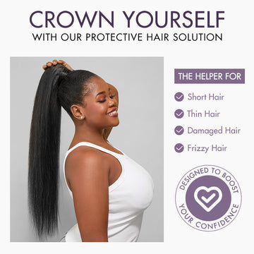 The Straight Ponytail Wig provides a protective hair extension solution for women with fragile, short, or thinning hair