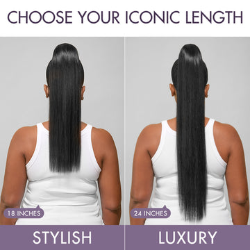 The back of the Straight Ponytail Wig with different lengths