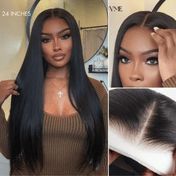 24 Inches lace front wig - middle part, showing the pre-plucked natural hairline