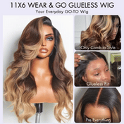 AiryFit™ Scalp Care Wigs - Deep Parting Loose Body Wave Humam Hair Wig 11x6 Frontal HD Lace Glueless Wig