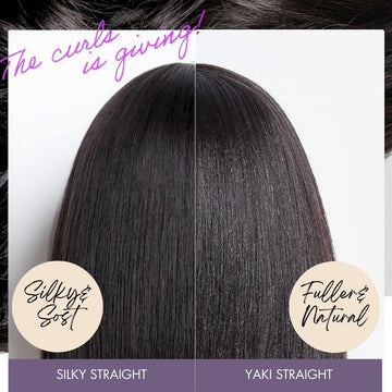 Hair texure of silky straight and yaki straight