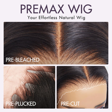 PreMax Wigs - Chic & Natural Layered Bob Wig Ear-to-Ear Wide T Lace Glueless Human Hair Wig Pre-Cut Lace-01