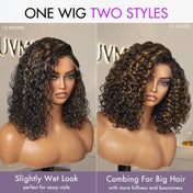 Exclusive Sale | Blonde Highlight Short Curly Glueless Minimalist HD Lace Human Hair Wig-04