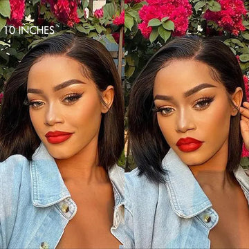 PreMax Wigs - Natural Black C Part Glueless Lace Front Bob Wig 10 inches