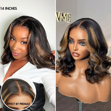 Black women wearing Blonde highlights body wave 5x5 HD lace closure wig