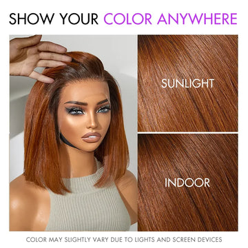 Difference color of ginger lace front wig in sunlight and indoor