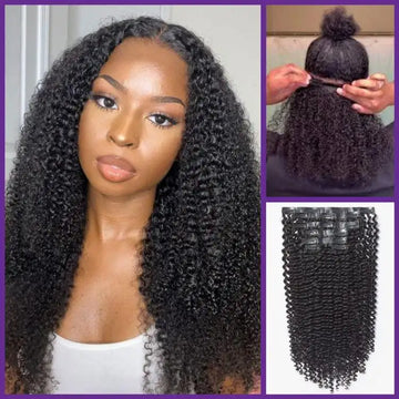 Kinky Curly Clip-in Hair Extensions  Human Hair