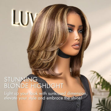 Blonde Highlight Short Layered Bob Wig Glueless 5x5 Closure Pre-Cut Lace Wig All Head Sizes Fit Cap-02