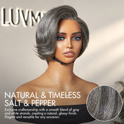 New Customers Only | Salt and Pepper Short Pixie Cut Wig Glueless Minimalist HD Lace Grey Wig Pre-Cut Lace-04
