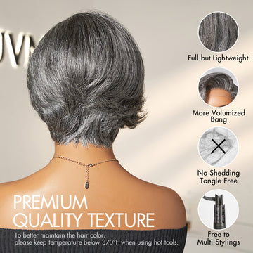 Salt and Pepper Short Pixie Cut Wig Glueless Minimalist HD Lace Grey Wig Pre-Cut Lace-04